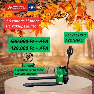 1,5 tonnás Hangcha CBD15-JH 24V/30Ah Li-ionos elektromos raklapszállító targonca, dupla akkumulátorral 1,5 tonnás Hangcha CBD15-JH 24V/30Ah Li-ionos elektromos raklapszállító targonca, dupla akkumulátorral