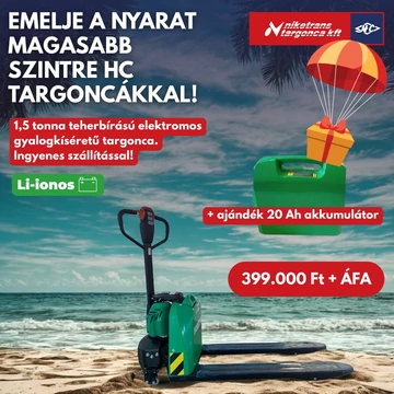 1,5 tonnás Hangcha CBD15-JH 24V/20Ah  Li-ionos  elektromos raklapszállító targonca, dupla akkumulátorral