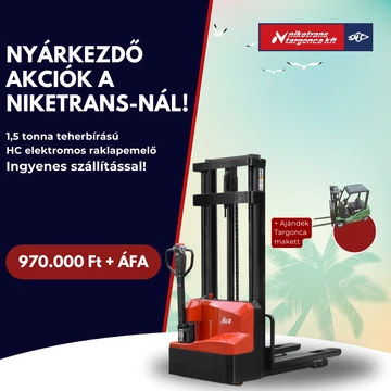 1,5 tonnás Hangcha CDD15-A2MC2-SZ típusú, 2000 mm emelési magasságú gyalogkíséretű targonca, INGYENES SZÁLLÍTÁSSAL!