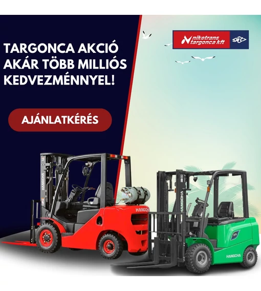 Hatalmas homlokvillás targonca akció a Niketrans-nál! Minőségi targoncák, kiváló áron, készletről azonnal!