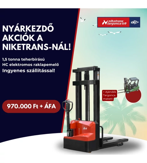 Nyárkezdő akció a Niketrans-nál! HC Elektromos raklapemelő targonca 970.000 Ft+ÁFA, ingyenes szállítással!